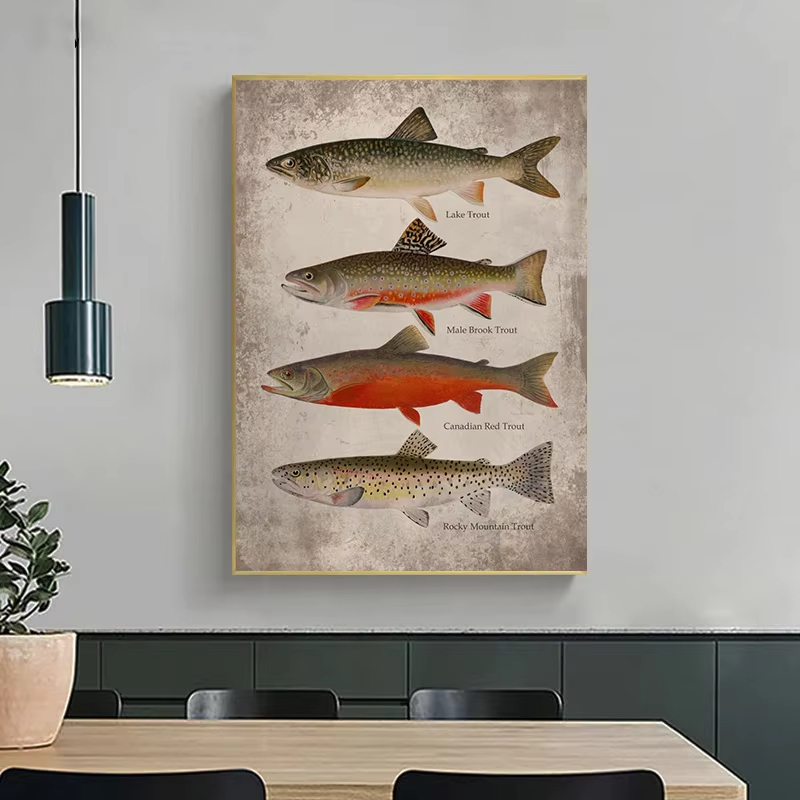 Tipi vintage di pesci lago pes - Kids Educational Poster recensione e prezzo